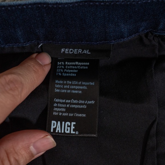 Paige Jeans Mens 36x30 Blue Federal Slim Straight Made in USA - Picture 4 of 9